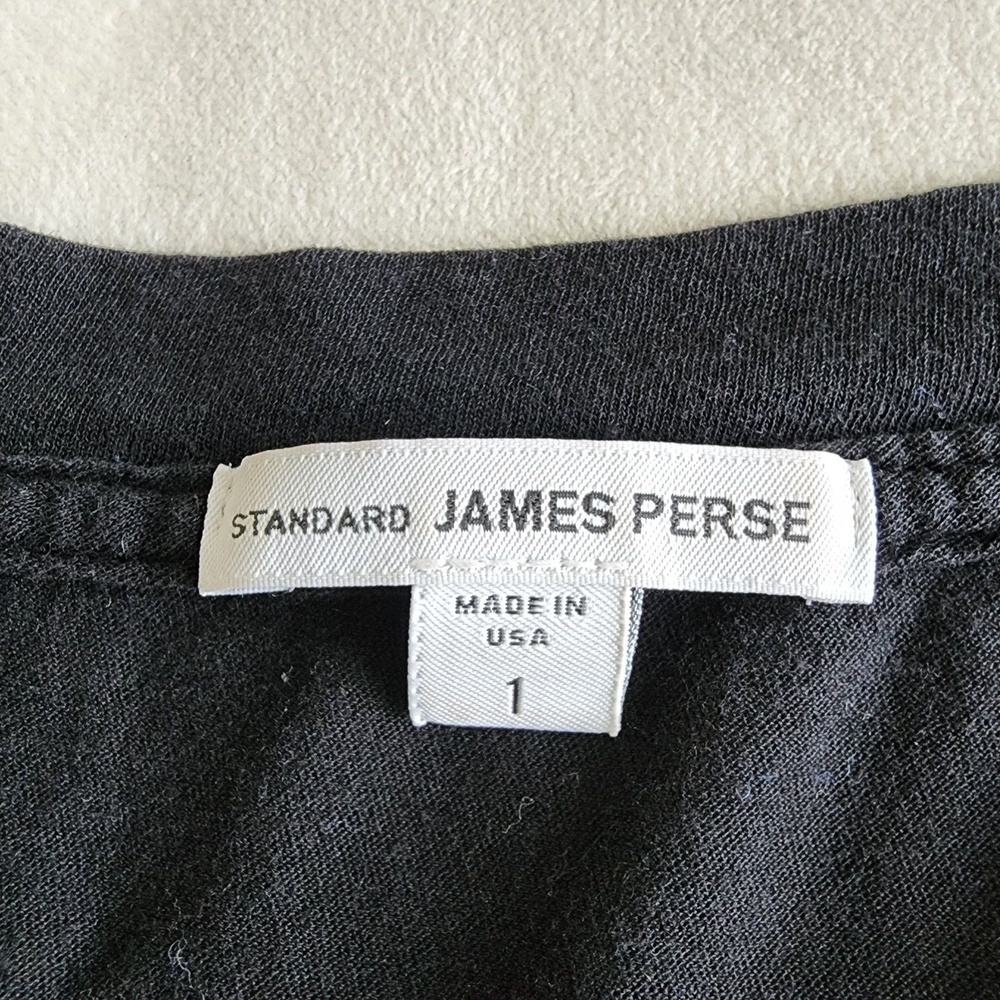 James Perse Size 1 Black Long Sleeve Scoop Neck 100% Cotton Top Shirt Blouse - Picture 7 of 12